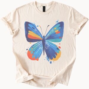 Vibrant Butterfly Graphic Tee Colorful Wings Art Design